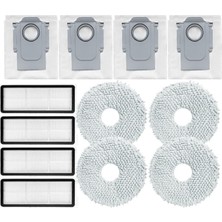 RotRever Roborock Qrevo C / Qrevo Edge Robot Süpürge Uyumlu Hepa Filtre,mop Paspas,toz Torbalı Yedek Parça Seti-12 Parça