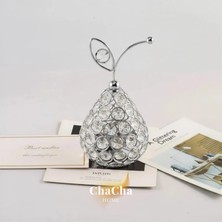 YNSK Kristal Taşlı Dekoratif Armut Biblo Gold Renk Lüks Ev Ofis Masa Üstü Dekorasyon Süsü
