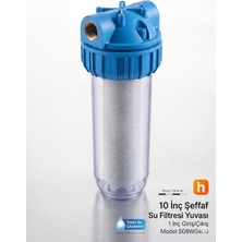 Spring Water Bina Girişli Tekli Filtre Kabı Housing 10" Saydam Gövde | 1" Geniş Giriş-Çıkış