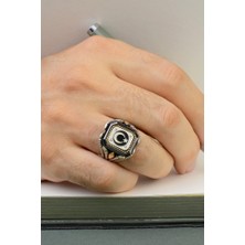Innuendo Jewelry 925 Ayar Gümüş Ay Yıldız Motifli Kalkan Tasarım Erkek Yüzük