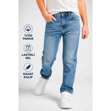 Babido Erkek Çocuk Slim Fit Kot Pantolon – Likralı Rahat Kalıp Günlük Jeans (8/12 Yaş) Açık Mavi