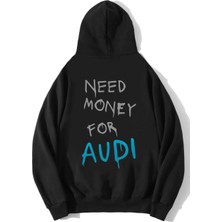Brz Collection Unisex Oversize Audı Need Money For Audı Hoodie Siyah