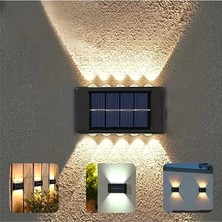GUNKES Beyaz Işık 10 Ledli Solar Enerjili Aplik Teras Bahçe Varanda Apliği Beyaz Işık