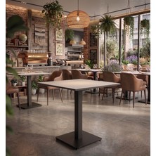 İrem Premium Kompakt Laminat Kare - Cafe Restoran Ev Yemek Masası 60X60 cm Beyaz Tablalı