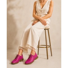 Sovenso Fuchsia Hakiki Deri Bağcıklı Fuşya Renk Spor Ayakkabı