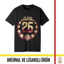 Galatasaray Lisanslı 2026 Şampiyonluk Siyah Tişört