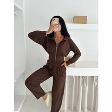 Win Moda Kadın Eşofman Takımı - Günlük Takım - Geniş Manşetli Fermuarlı Alt Üst TAKIM-2576