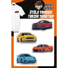 Ütü ile Yapışan Dokuma Seti Patch Yama Renkli Arabalar Modeli (4 Adet)