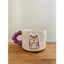Lupa Design El yapımı Kabartmalı Kedi Kupa, Hediyelik Kedi Kupa