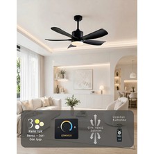 Hoogar German Black 2026 Yeni Compact Tasarım 105 cm 5 Kanatlı Dc Sessiz Motor Tavan Vantilatörü Dim Ayarlı