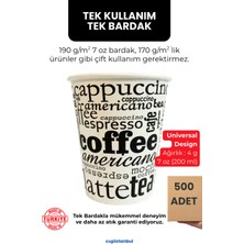500 Adet 7 Oz (200 ml) Karton Bardak - Coffee Desenli Ekonomik Paket - Cup İstanbul