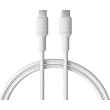 Type C-C Power Delivery Hızlı Şarj Kablosu, Beyaz Kablo, Beyaz/beyaz Uçlar (150 Cm)