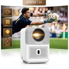 Byintek U4 Projeksiyon Cihazı 1080P LED WiFi 6 BT 5.0, Otomatik Odaklama, 400 ANSI Lümen, Ev Sineması, Dış Mekan, İş, Oyun, Eğitim Amaçlı