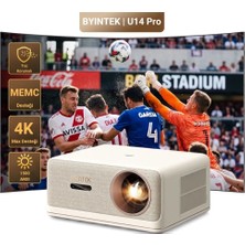 Byintek U14 Pro Full HD 1080P Projeksiyon Cihazı, 1500 ANSI Lümen, Taşınabilir Projeksiyon Cihazı, Toz Geçirmez Optik Motor, MEMC ve HDR, Akıllı Engelden Kaçınma, Android OS 11.0, 24W Surround Ses