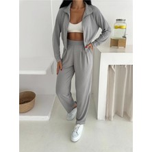 Win Moda Kadın Eşofman Takımı - Günlük Takım - Geniş Manşetli Fermuarlı Alt Üst TAKIM-2576