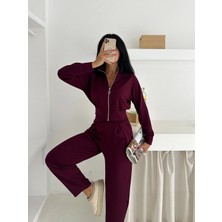 Win Moda Kadın Eşofman Takımı - Günlük Takım - Geniş Manşetli Fermuarlı Alt Üst TAKIM-2576