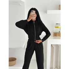 Win Moda Kadın Eşofman Takımı - Günlük Takım - Geniş Manşetli Fermuarlı Alt Üst TAKIM-2576
