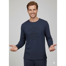 Erkek Uzun Kol Penye Pijama Takımı Lacivert