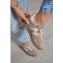v.s.h velvet Kadın Vizon Desenli Kadın Retro Spor Ayakkabı TE03