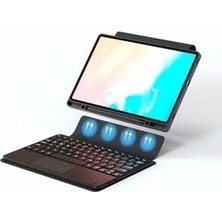 Teknollojia - Galaxy ile Uyumlu Tab S10 Fe Plus Border Keyboard Bluetooh Bağlantılı Standlı Klavyeli Tablet Kılıfı - Siy