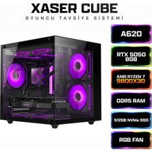 Xaser Cube X250 Ryzen 7 9800X3D 16GB Ddr5 Ram 512GB M.2 Nvme SSD 8gb RTX5050 Sıvı Soğutmalı Oyuncu Bilgisayar
