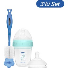 Wee Baby Nanninom Antikolik Geniş Ağızlı Biberon 150 ml (No:2 Biberon Emziği ve Temizleme Seti)
