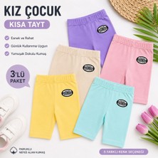 Qulat Kız Çocuk Kısa Tayt 3’lü Paket Pamuklu Esnek Bisiklet Tayt Yazlık Rahat Kullanım