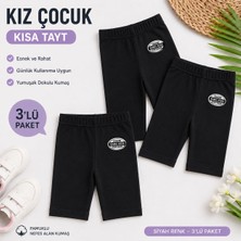 Qulat Kız Çocuk Kısa Tayt 3’lü Paket Pamuklu Esnek Bisiklet Tayt Yazlık Rahat Kullanım