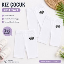 Qulat Kız Çocuk Kısa Tayt 3’lü Paket Pamuklu Esnek Bisiklet Tayt Yazlık Rahat Kullanım