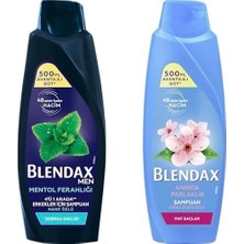 Teknollojia Blendax Erkekler Için Mentol Ferahlığı Nane Özlü Şampuan, 500 ml ve Blendax Anında Parlaklık ve Yumuşaklık Kiraz Çiçeği Özlü Şampuan, 500 ml