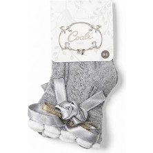 Cocole Socks Kız Çocuk Aksesuarlı Soket Çorabı Tekli Pamuklu Güllü Gri Desenli