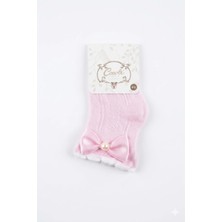 Cocole Socks Kız Çocuk Aksesuarlı Soket Çorabı Tekli Pamuklu Fiyonklu Pembe Desenli
