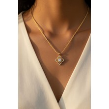 Fayra Accessories Zirkon Taşlı Tasarım 18 K Altın Kaplama Kolye
