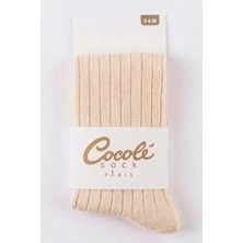 Cocole Socks Kız Bebek Külotlu Çorabı - Pamuklu Somon Derby Çizgili 0-24 Ay