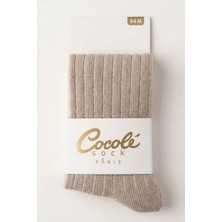 Cocole Socks Kız Bebek Külotlu Çorabı - Pamuklu Bej Derby Çizgili 0-24 Ay