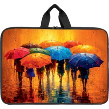 Renkli Şemsiye Desenli Proje Çantası Evrak Çantası Büyük Boy Proje  - Resim - Çizim Çantası