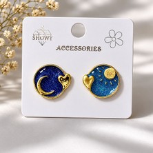 Showy Accessories Hilal Güneş Mineli Trend Küpe