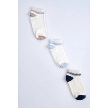 Cocole Socks Erkek Bebek Patik Çorabı 3’lü Set – Pamuklu Zincirli Örüntü Desenli