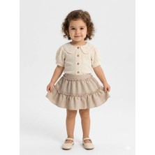 Butik Kız Çocuk Pamuklu Kumaş Etekli 2'li Alt - Üst Takım