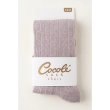 Cocole Socks Kız Bebek Külotlu Çorabı - Pamuklu Gül Kurusu Derby Çizgili 0-24 Ay