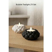 GIFT MALL Bubble Tealight 2’li Set – Siyah & Beyaz (Pilli LED Mum Hediyeli)