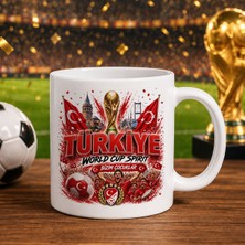 Bk Gift Türkiye Taraftar Temalı Dünya Futbol Kupası Tasarımlı Beyaz Kupa Bardak-9 Tek Yürek Milli Takım Ruhu