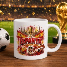 Bk Gift Ispanya Taraftar Temalı Dünya Futbol Kupası Tasarımlı Beyaz Kupa Bardak
