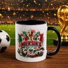 Bk Gift Meksika Taraftar Temalı Dünya Futbol Kupası Tasarımlı Siyah Kupa Bardak