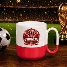 Bk Gift Türkiye Taraftar Temalı Dünya Futbol Kupası Tasarımlı Kırmızı Joyful Kupa Bardak-6 Tek Yürek Milli Takım Ruhu