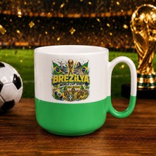 Bk Gift Brezilya Taraftar Temalı Dünya Futbol Kupası Tasarımlı Yeşil Joyful Kupa Bardak