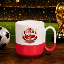 Bk Gift Türkiye Taraftar Temalı Dünya Futbol Kupası Tasarımlı Kırmızı Joyful Kupa Bardak-2 Tek Yürek Milli Takım Ruhu
