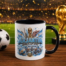 Bk Gift Arjantin Taraftar Temalı Dünya Futbol Kupası Tasarımlı Siyah Kupa Bardak