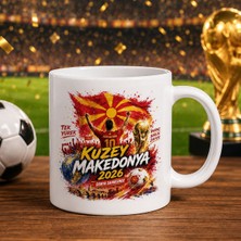 Bk Gift Kuzey Mekadonya Taraftar Temalı Dünya Futbol Kupası Tasarımlı Beyaz Kupa Bardak-1