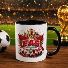 Bk Gift Fas Taraftar Temalı Dünya Futbol Kupası Tasarımlı Siyah Kupa Bardak